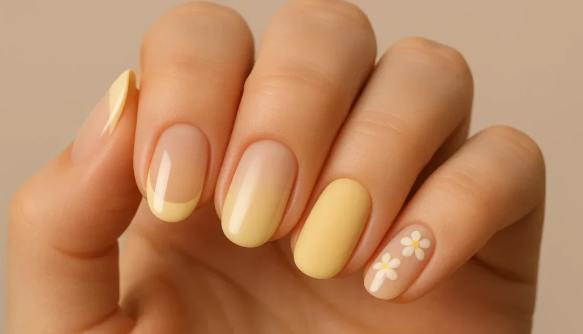 a yellow nail hand