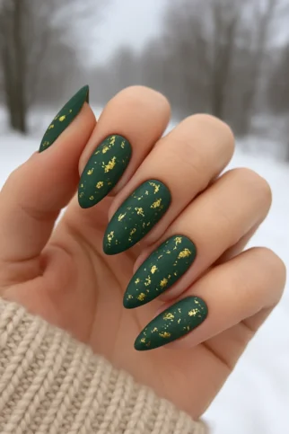 forest green almond nail