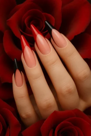 red and black nails hand